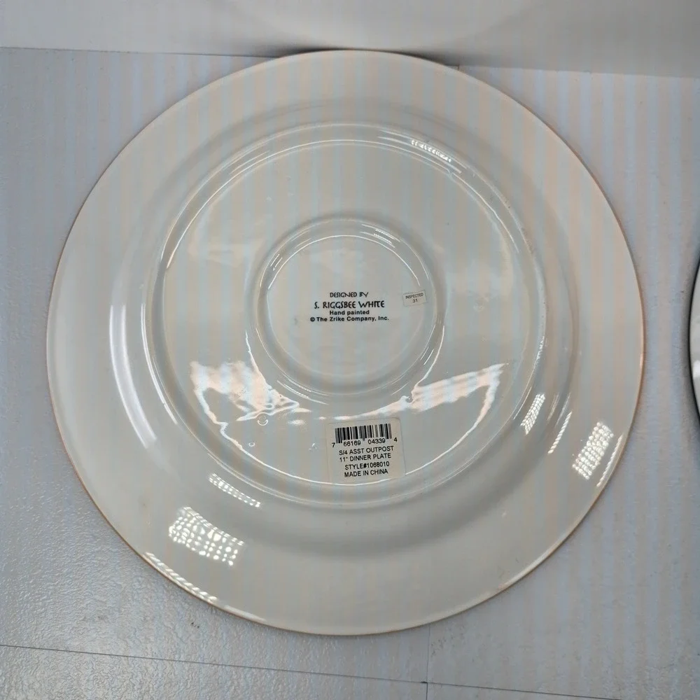 Zrike S. Riggsbee White Outpost Deer Dinner Plates Set of 2 Checkerboard 11